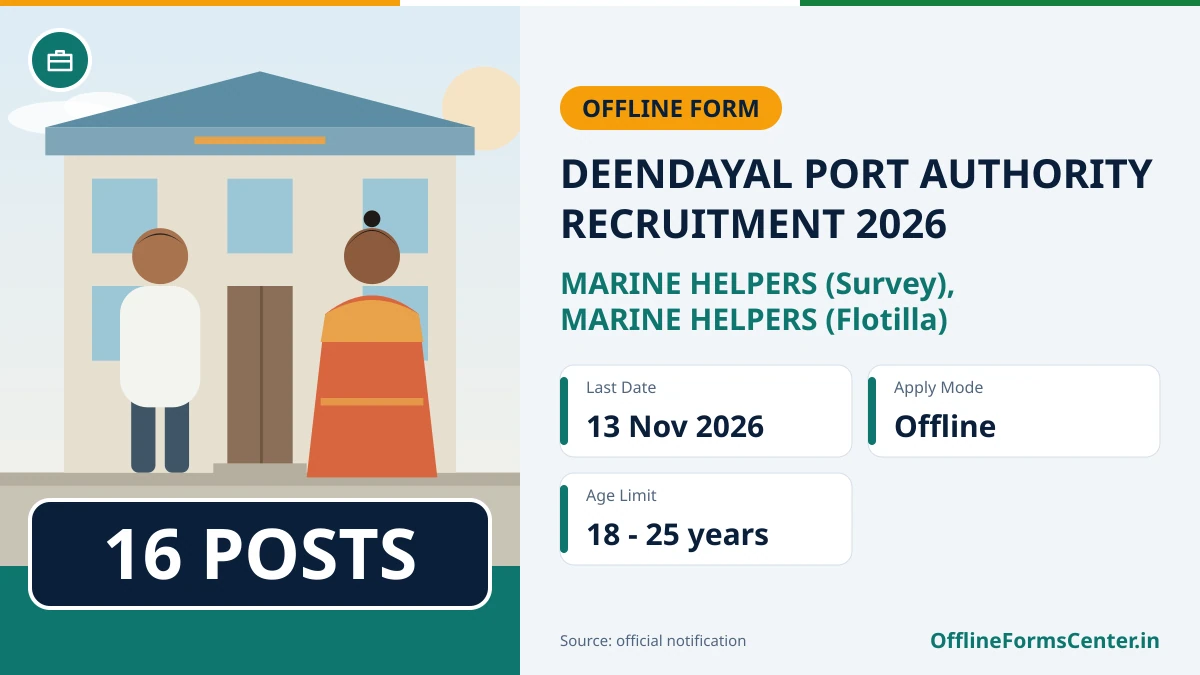 Deendayal Port Authority recruitment 2026: 16 posts, last date 13 November 2026