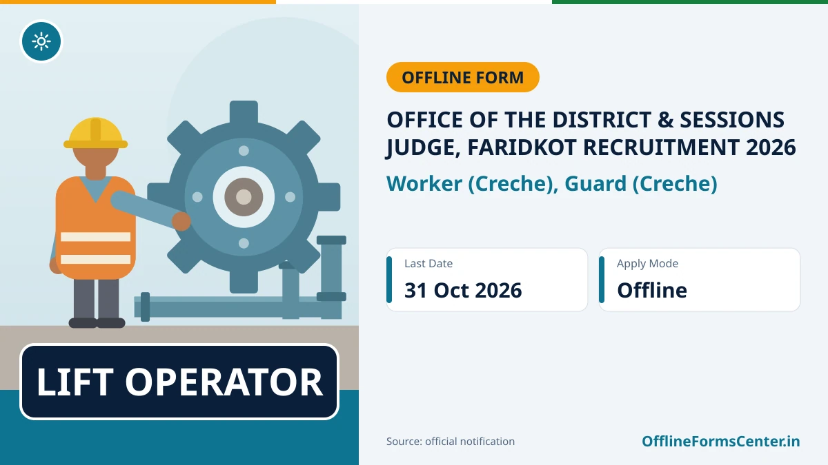 Faridkot district court recruitment notice for Lift Operator, Worker and Guard posts
