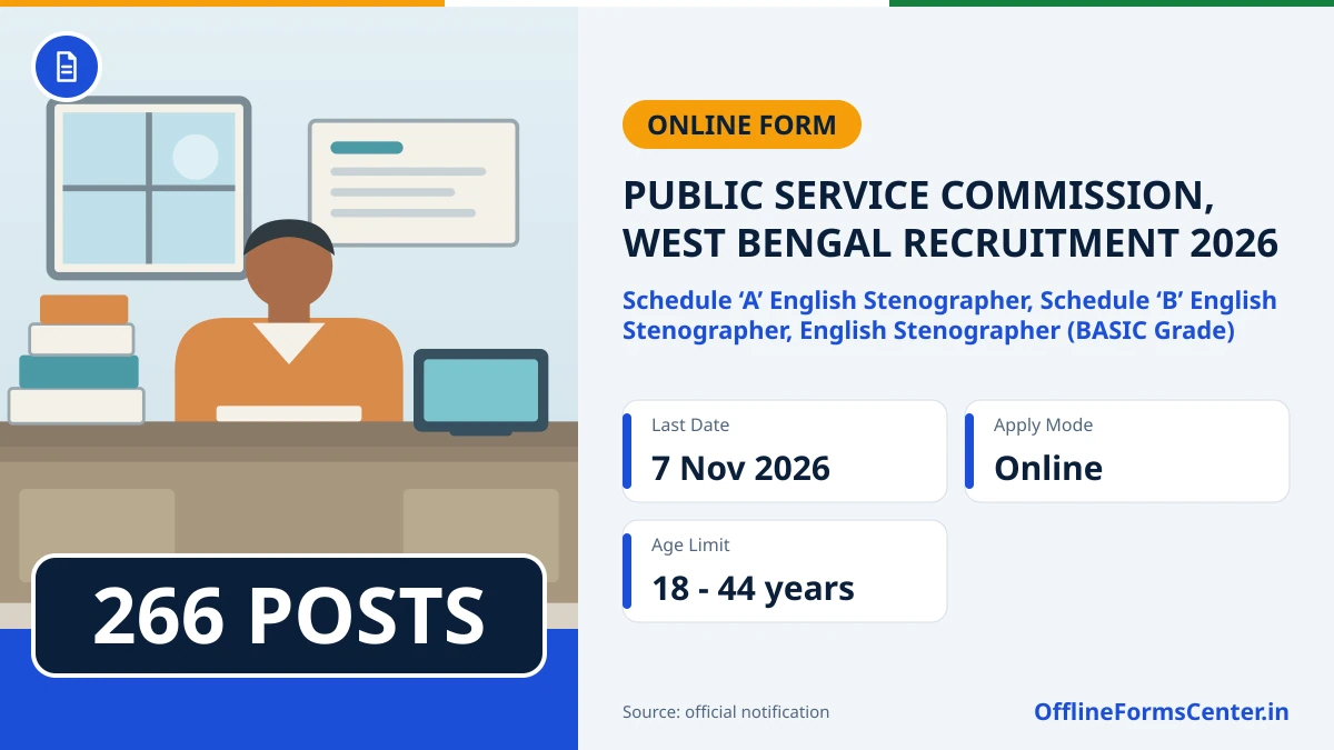 Public Service Commission, West Bengal recruitment 2026: 266 posts, last date 7 November 2026