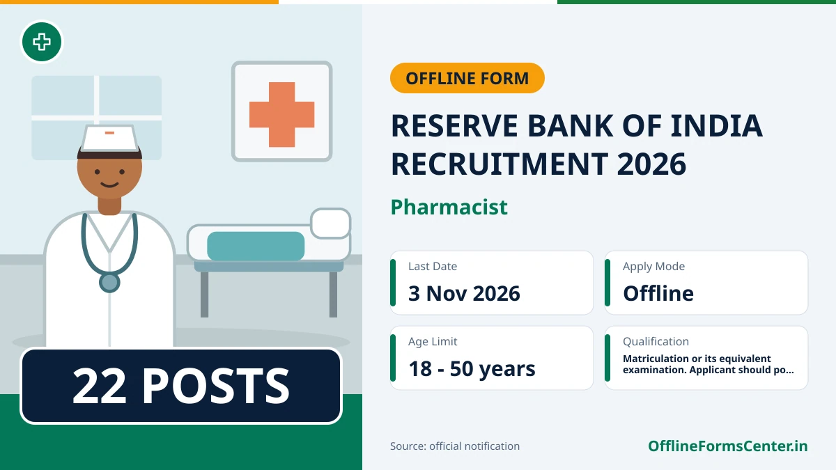 Reserve Bank of India Pharmacist recruitment 2026 notice for contract posts in Mumbai