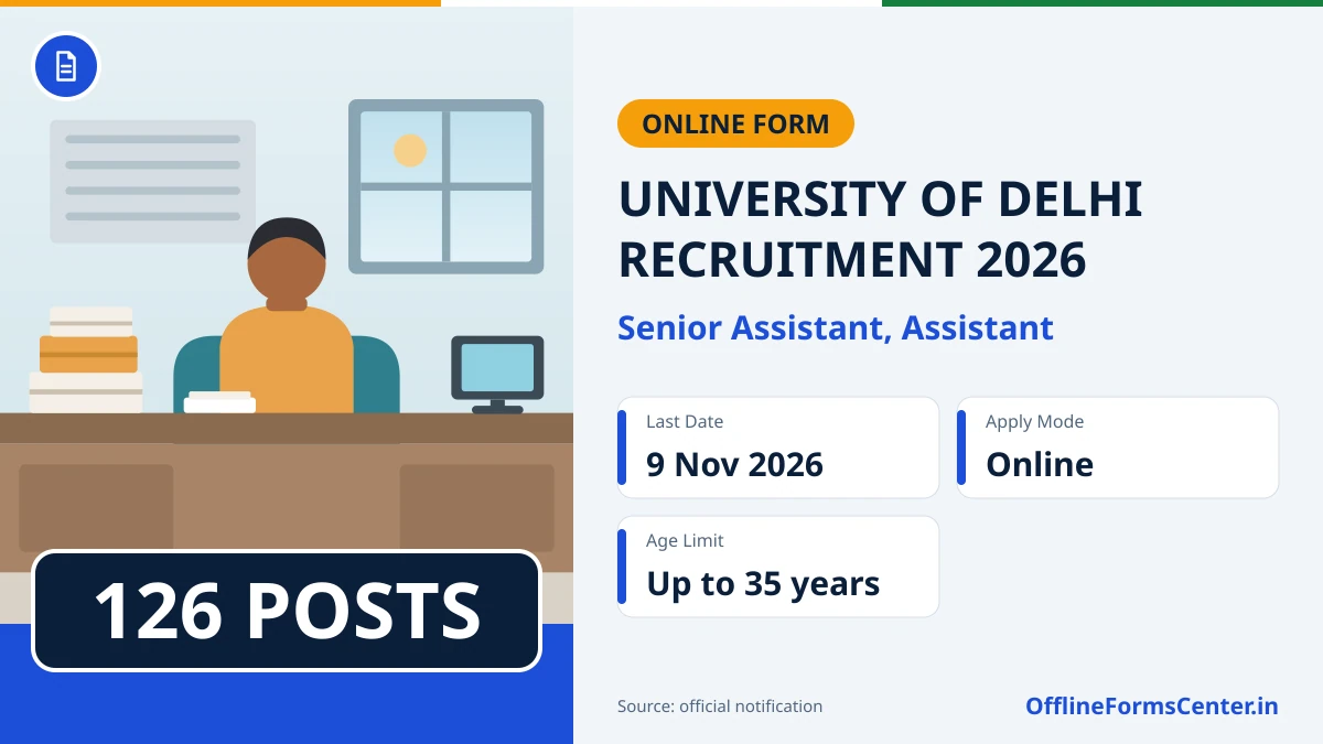 University of Delhi recruitment 2026: 126 posts, last date 9 November 2026